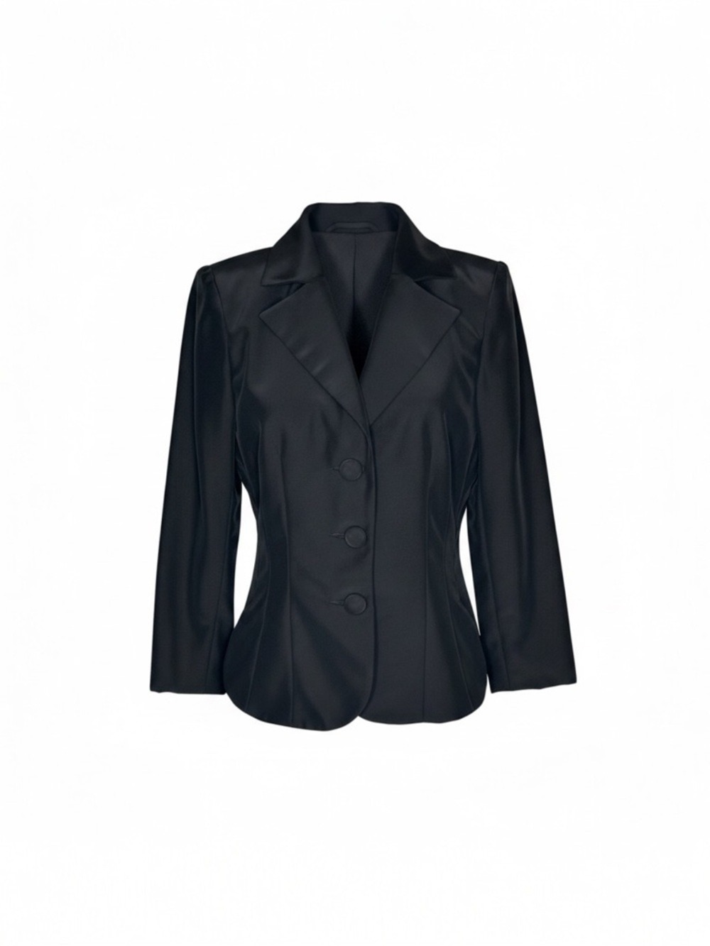 Neiman Marcus Black Fitted Three-Button Blazer